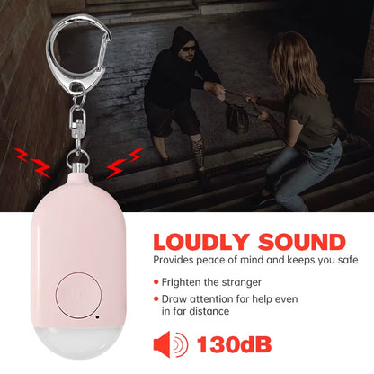Personal SOS Defense Alarm 130Db with LED Light Rechargeable Self Defense Woman Safety Alarm Key Chain Emergency Anti-Attack